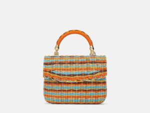 Round raffia crossbody bag