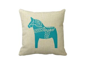 Blue Dala Horse Throw Pillowcases