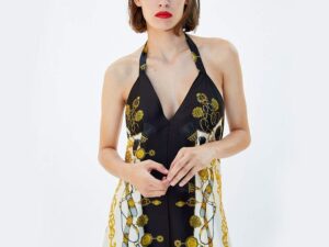 Patchwork print oversized blouse